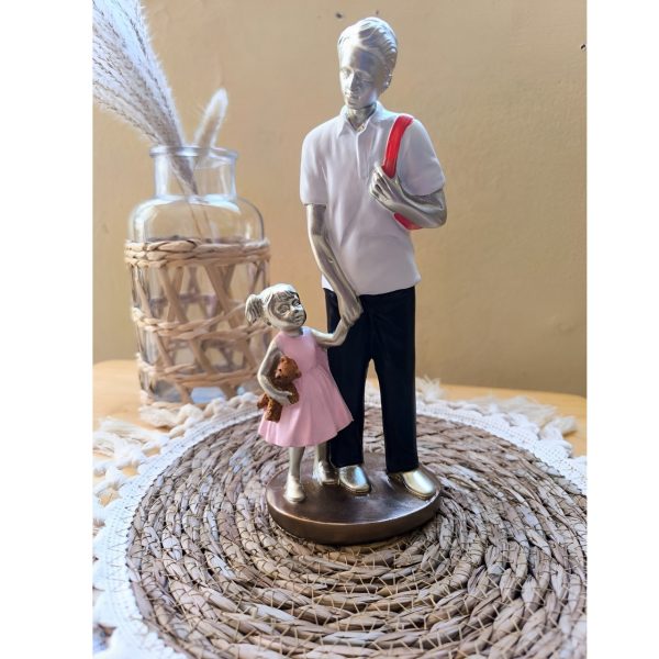 Padre e hija [vestido rosa] de poliresina 22 cms