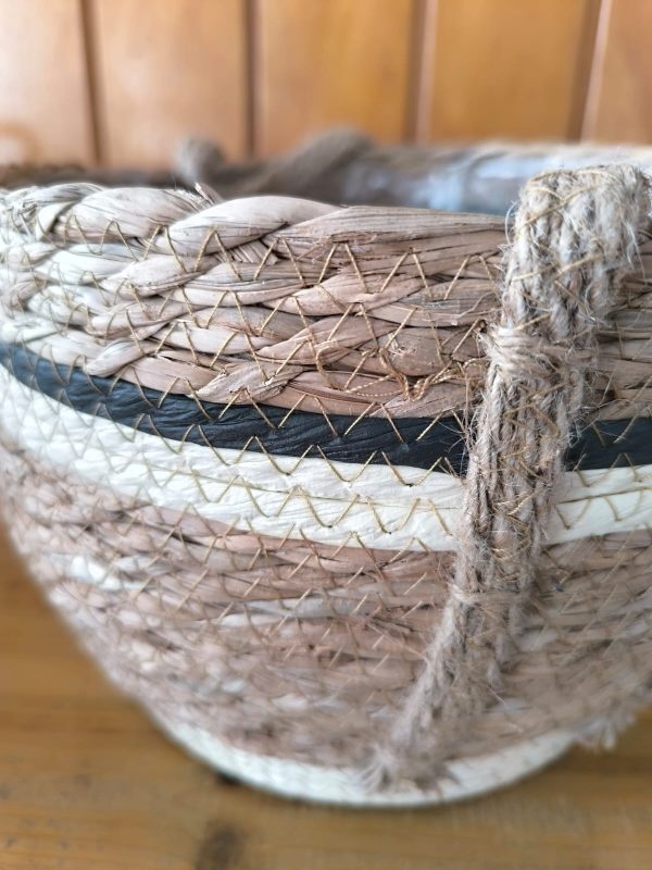 Cesta de ratán con asas y forro interior [25 cms diámetro] - Imagen 2