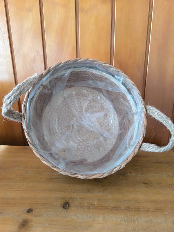 Cesta de ratán con asas y forro interior [25 cms diámetro] - Imagen 3
