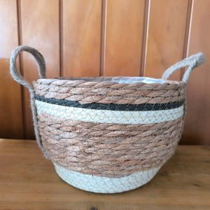 Cesta de ratán con asas y forro interior [25 cms diámetro]