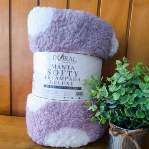 Manta Softy Deluxe - Hiper térmico - [Morada con lunares blancos]