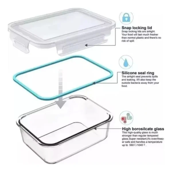 Contenedor hermético de vidrio [600ml] - Imagen 2